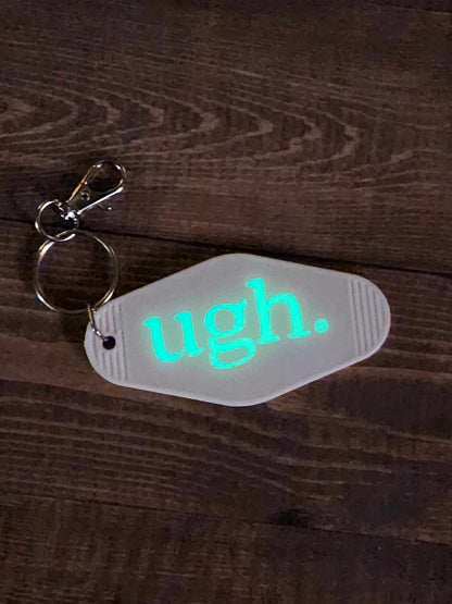 "Ugh." Retro Motel Keychain